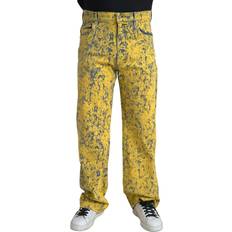 54 - Gul - M Bukser & Shorts Dolce & Gabbana Yellow Cotton Tie Dye Straight Denim Jeans IT50
