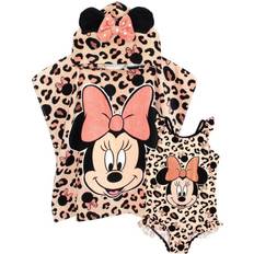 Disney Elastan Badetøj Disney Girls Minnie Mouse Badeanzug und Poncho-Set