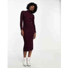 New Look Dame Tøj New Look – Vinröd, ribbstickad klänning med sidoslits