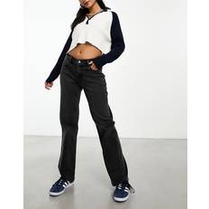 Abercrombie & Fitch Bukser & Shorts Abercrombie & Fitch – Svarta, baggy jeans med låg midja och råskuren fåll-Svart/a