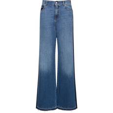 Alexander McQueen Dame Bukser & Shorts Alexander McQueen Womens Worn Wash Contrast-panel Mid-rise Wide-leg Jeans