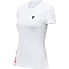 Dainese T-Shirt Logo Lady, T-Shirt Kurzarm 100% Baumwolle, Damen, Weiß/Schwarz