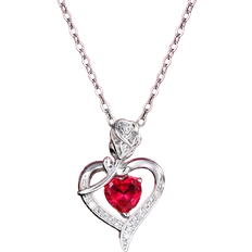 Shein 1pc Romantic Red Cubic Zirconia Rose Heart Pendant Necklace For Women Valentine's Day Gift Jewelry