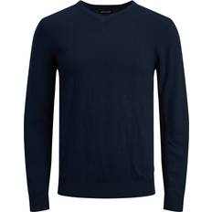 Herre - M - Nylon Sweatere Jack & Jones Emil V Neck Pullover - Navy Blazer