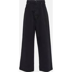Balenciaga Polyester Bukser & Shorts Balenciaga Low-rise wide-leg jeans black