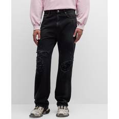 Balenciaga Polyester Bukser & Shorts Balenciaga Distressed straight jeans black