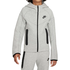 Nike Overdele Børnetøj Nike Older Kid's Sportswear Tech Fleece Full Zip Hoodie - Dark Grey Heather/Black/Black (FD3285-063)