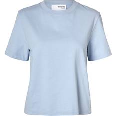 Selected Rund hals T-shirts & Toppe Selected Boxy T-shirt Blå