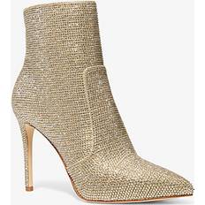 Michael Kors Dame Ankelstøvler Michael Kors MK Rue Embellished Glitter Chain-Mesh Ankle Boot Pale Gold