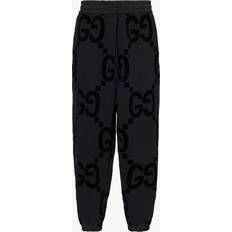 Gucci Sort Bukser & Shorts Gucci Mens Black/mc Monogram-pattern Relaxed-fit Cotton-jersey Jogging Bottoms