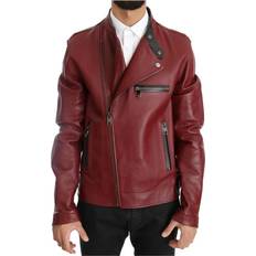 44 - Herre - Rød Jakker Dolce & Gabbana Red Leather Deerskin Jacket IT44