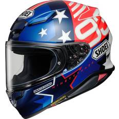 Shoei Integralhjelme Motorcykelhjelme Shoei NXR Marquez American Spirit TC-10 Helm, weiss-rot-blau, Größe