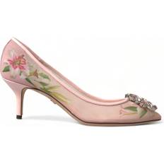 Dolce & Gabbana Pink Sko Dolce & Gabbana Pink Floral Crystal Heels Pumps Shoes EU37.5/US7