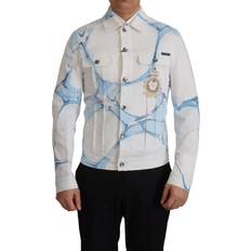 48 - Herre - Hvid Jakker Dolce & Gabbana White Cotton Logo Embroidery Denim Jacket IT46