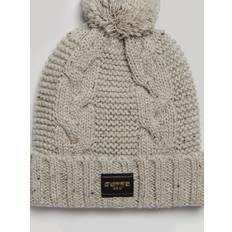 Superdry Beige Hovedbeklædning Superdry Cable Knit Bobble Beanie