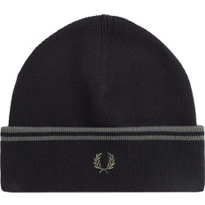 Fred Perry Herre Tilbehør Fred Perry Twin Tipped Ribbed Beanie Hat Black