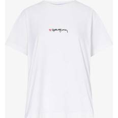 Stella McCartney T-shirts Stella McCartney Womens Pure White Logo-embroidered Cotton-jersey T-shirt
