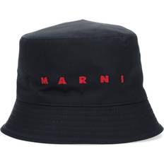 Marni Tilbehør Marni Black Embroidered Logo Bucket Hat 00N99 Black