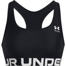 Under Armour Dame - Elastan/Lycra/Spandex Tøj Under Armour Women's HeatGear Mid Branded Sports Bra Black White