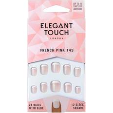 Langtidsholdbare Kunstige negle Elegant Touch Natural French, Square, Artificial Nails, 143, Petite XS, 24