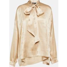 Balenciaga Bluser Balenciaga Logo jacquard silk blouse beige