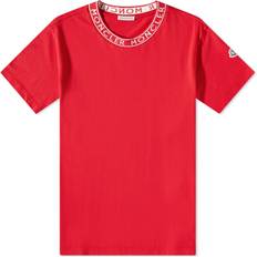 Moncler Rød T-shirts Moncler Red Garment-Washed T-Shirt 477 RED