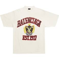 Balenciaga Rund hals T-shirts & Toppe Balenciaga College logo cotton T-shirt beige