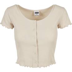 Urban Classics Women's Cropped Button Up Rib Tee - Softseagrass