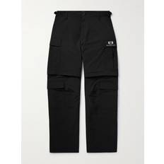 Balenciaga Wide-Leg Logo-Embroidered Ripstop Cargo Trousers Men Black