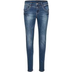 Cream Elastan/Lycra/Spandex Bukser & Shorts Cream Amalie Jeans - Denim Blue