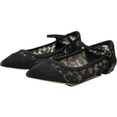 Dolce & Gabbana Dame Lave sko Dolce & Gabbana Black Lace Loafers Ballerina Flats Shoes EU37/US6.5