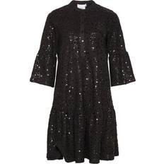 Dame - Paillet - Polyester - Sort Tøj Noella Verona Short Dress - Black