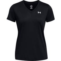 Under Armour Dame - Polyester T-shirts Under Armour Women's Tech V-Neck Short Sleeve Black White