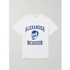 Alexander McQueen V-udskæring Tøj Alexander McQueen Slim-Fit Printed Cotton-Jersey T-Shirt Men White