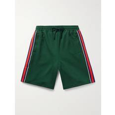 Gucci Grøn Tøj Gucci Straight-Leg Striped Logo-Jacquard Tech-Jersey Drawstring Shorts Men Green