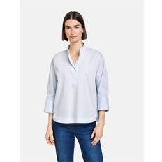 Gerry Weber 8 Tøj Gerry Weber Blouse With 3/4-Length Sleeves And Stand-Out Pleat Blue