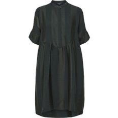 36 - Grøn - Oversized Kjoler Selected Oversized Satin Short Dress - Scarab