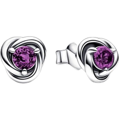 Pandora Krystal Øreringe Pandora February Birthstone Eternity Circle Stud Earrings - Silver/Purple
