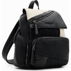 Desigual Skoletasker Desigual Midsize textured patchwork backpack BLACK U