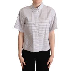 Dolce & Gabbana Dame Skjorter Dolce & Gabbana White Polka Dots Collared Blouse Shirt IT42