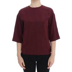 Dolce & Gabbana Dame - Hoodies Overdele Dolce & Gabbana Red 3/4 sleeve silk blouse IT36