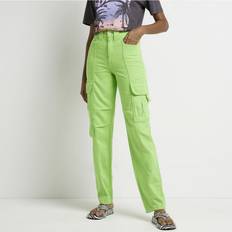 10 - 36 - Grøn Bukser & Shorts River Island Womens Cargo Jeans Green High Waisted Cotton Regular