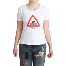 Moschino Hvid T-shirts & Toppe Moschino White Cotton Graphic Triangle Print T-shirt IT46