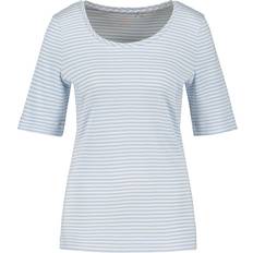 Gerry Weber Bomuld Tøj Gerry Weber Striped Cotton Top With Short Sleeves Blue