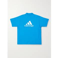 Balenciaga Rund hals T-shirts & Toppe Balenciaga adidas Oversized Logo-Print Cotton-Jersey T-Shirt Men Blue
