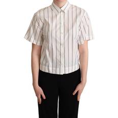 Dolce & Gabbana Dame Skjorter Dolce & Gabbana White Black Stripes Collared Shirt Top IT42
