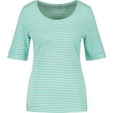 Gerry Weber Bomuld Tøj Gerry Weber Striped Cotton Top With Short Sleeves Green