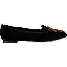 Dolce & Gabbana Dame Lave sko Dolce & Gabbana Black DG Sacred Heart Patch Slip On Flat Shoes EU35/US4.5