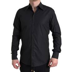 Dolce & Gabbana Herre Skjorter Dolce & Gabbana Black Collared Long Sleeve MARTINI Shirt IT40