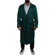 Dolce & Gabbana Undertøj Dolce & Gabbana Green Silk Waist Belt Robe Sleepwear IT46